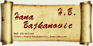 Hana Bajkanović vizit kartica